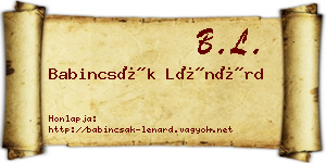Babincsák Lénárd névjegykártya